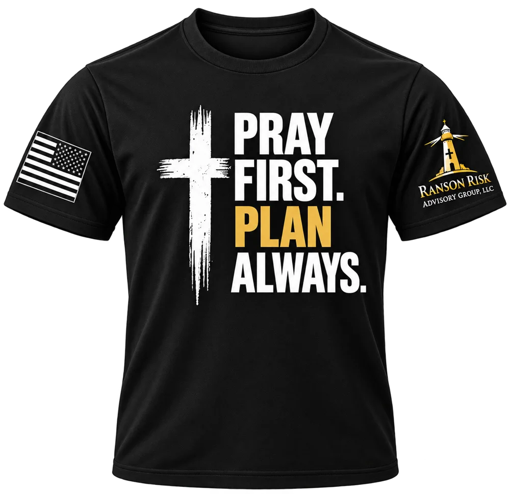 Black “Pray First. Plan Always.” T-Shirt